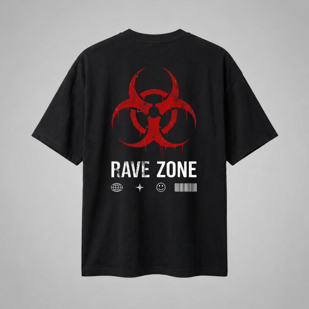 Oversize Premium T-Shirt Rave Zone - Siyah